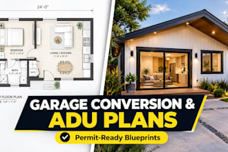 draft adu plans and garage conversion drawings for building permits