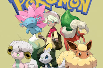 draw fakemon or pokemon art, pokemon trainer anime
