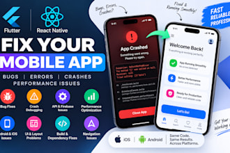 fix flutter or react native bugs crashes and errors