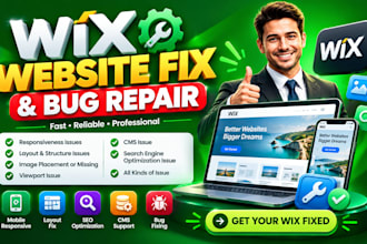 fix wix website bug or layout seo cms issues, responsive wix studio wix support
