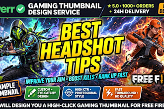 design eye catching gaming thumbnails for free fire pubg and live streami