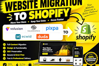 fix redesign migrate volusion squarespace pixpa ecwid duda to shopify migration