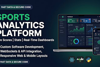 develop sports analytics web app, live scores platform, and sports dashboard