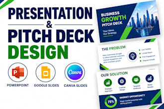 design modern investor pitch deck and sales presentation