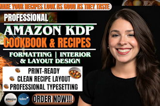 do profound cookbook layout design, recipe page design, and interior formatting