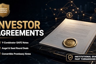 draft investor agreements, safe notes, and angel investment contracts