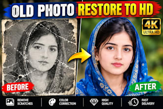 restore old photos colorize  fix damaged photos to 4k