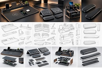design wireless charging mats, organizers, keyboard stands and wrist rests in 3d