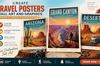 create travel posters wall art and graphics inspired by deserts grand canyon
