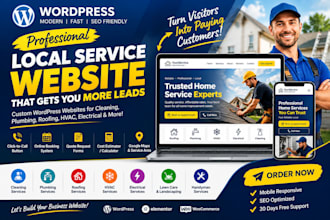 build modern cleaning, plumbing, roofing local service wordpress website