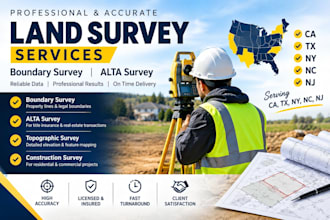 provide land survey, boundary survey,alta survey,in ca,tx,ny,nc,nj