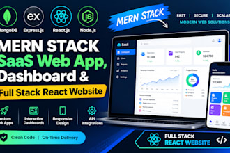 build a mern stack saas web app, dashboard, and full stack react website