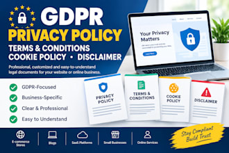draft gdpr privacy policies, terms and conditions, cookie policy, disclaimer