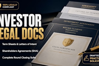draft investor legal documents, term sheets, and shareholder agreements
