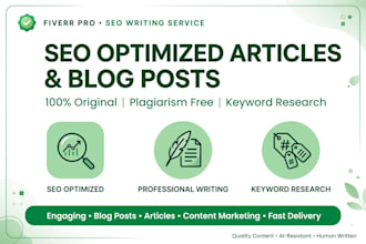 write SEO optimized blog posts, articles and website content