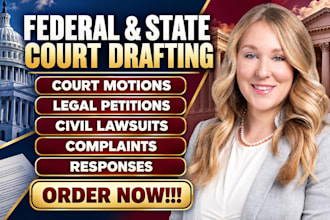 draft motions, petitions and lawsuits for US federal and state courts