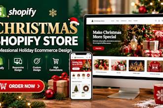 design a professional christmas shopify store and holiday ecommerce website