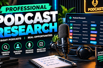 podcast research for targeted guest opportunities and host contacts