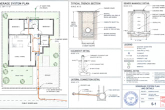 design piping, sewerage system design flood control and drainage plan