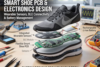 design smart shoe pcb, ble, wearable sensors and battery electronics