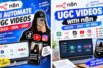 n8n faceless social media video ugc viral video ads autopost tiktok ugc selfie