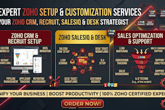 set up and build your zoho crm, zoho recruit, zoho desk and zoho salesiq