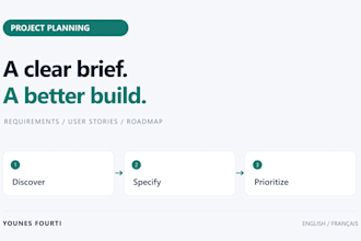 write your app requirements and project specification as a project manager