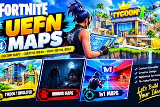 build custom fortnite uefn map, tycoon map, fortnite map, creative map box fight