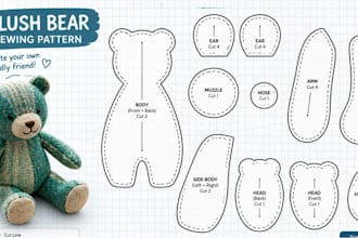 create custom plush sewing pattern stuffed animal toy pattern and PDF templates