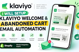 setup klaviyo welcome and abandoned cart email automation