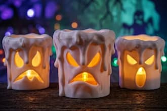 spooky halloween sculpt, led tealight candleholder,centerpiece decor 3d printing