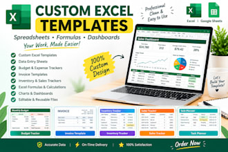 create custom excel spreadsheets, templates, formulas