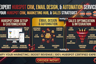 setup hubspot crm, hubspot automation, hubspot email design, integration