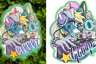 design a custom furry badge art fursona con badge furry icon furry headshot nsfw