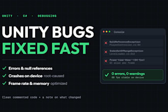 fix unity bugs, errors, crashes and performance issues in your game
