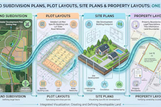 design land subdivision plans, plot layouts, site plans and property layouts