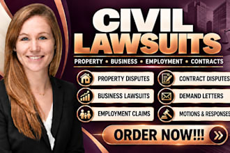 be your civil lawyer in property, business, employment and contract lawsuits