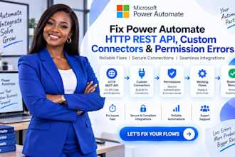setup, fix power automate http rest API custom connectors and permission errors