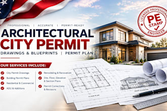 do architectural city permit, permit drawing and blueprints permit plan
