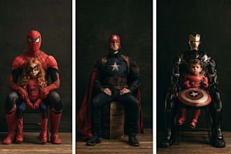 design a family superhero portraits for you