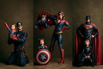 make a family superhero portraits for you