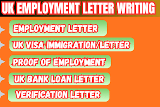 write a UK employment verification letter for visa