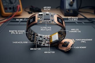 design smart ring pcb, ble, nfc, biometric sensors, wireless charging, flexible