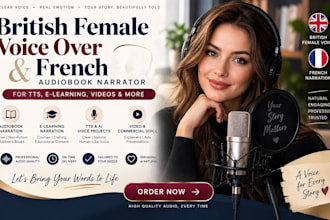 british female voice over french audiobook narrator  voiceover for tts projects
