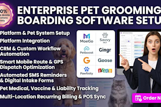 setup pet grooming software via moego savvy petboost gingr goose pawfinity zoho