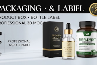 design professional product packaging, box, bottle label 3d