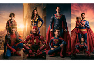 make a family superhero portraits for you
