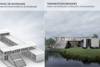 3d model exterior interior with rhino, render in twinmotion