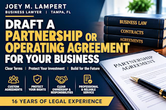 draft a partnership or operating agreement for your business