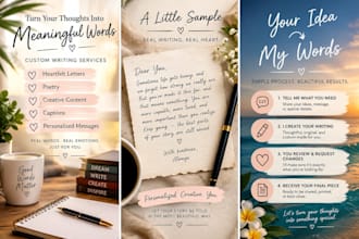 write heartfelt letters, creative content and poetry